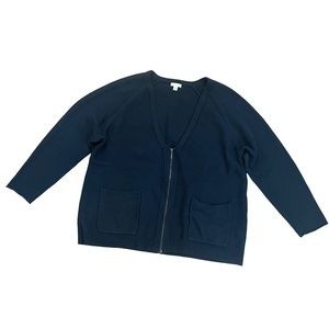 J.Jill V Neck Waffle Cardigan Zip Up